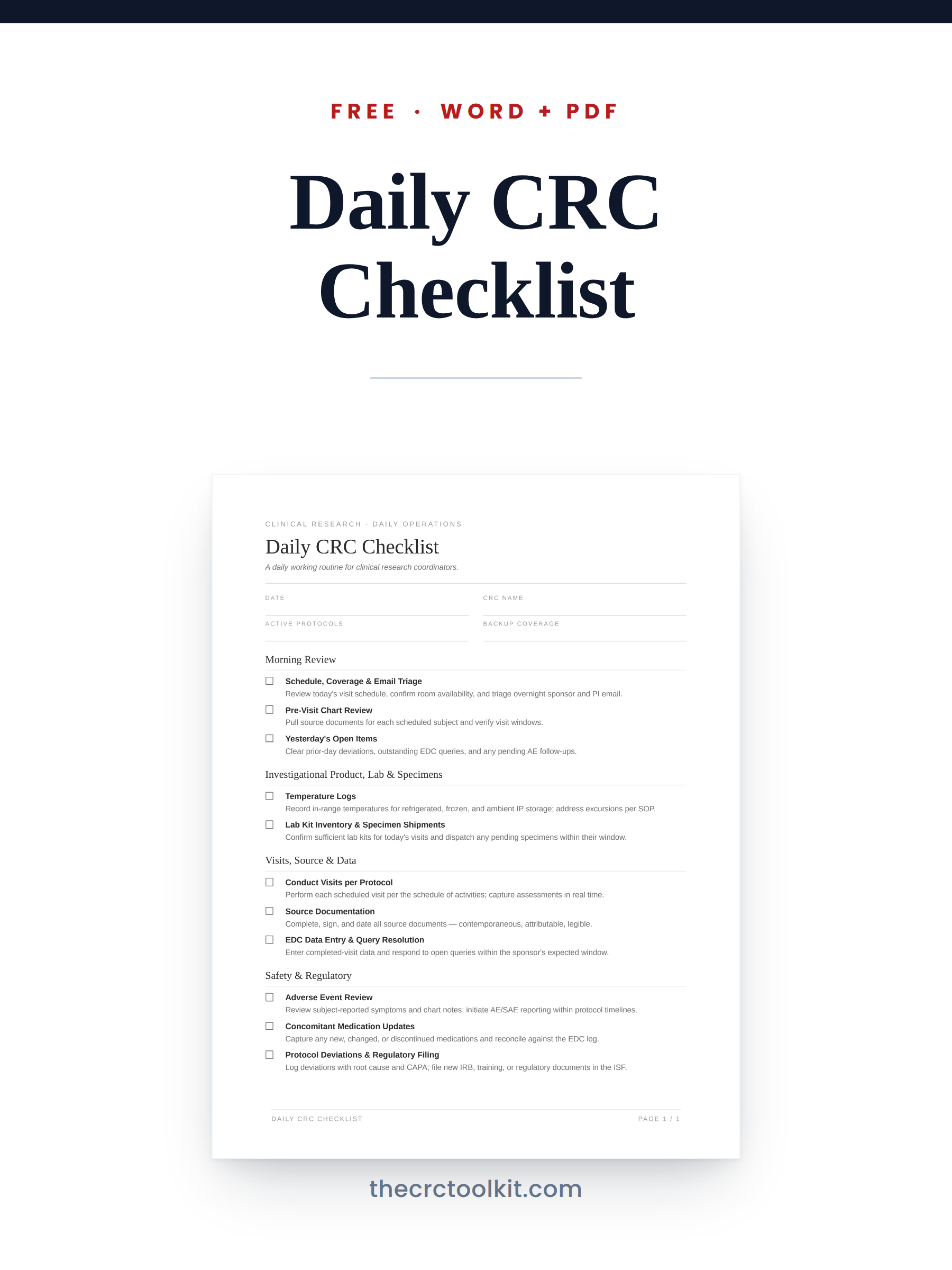Daily CRC Checklist preview