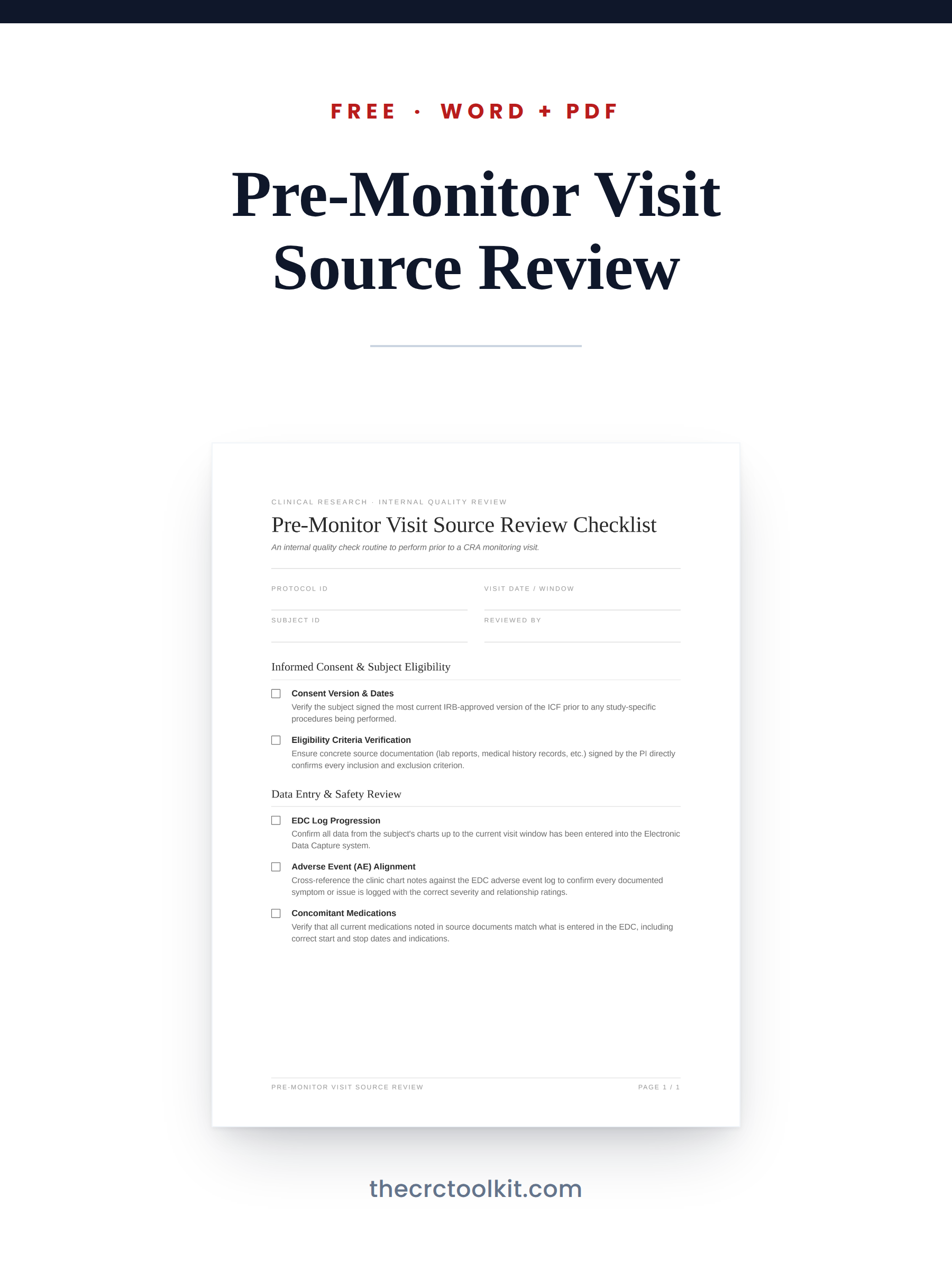 Pre-Monitor Source Review Checklist preview