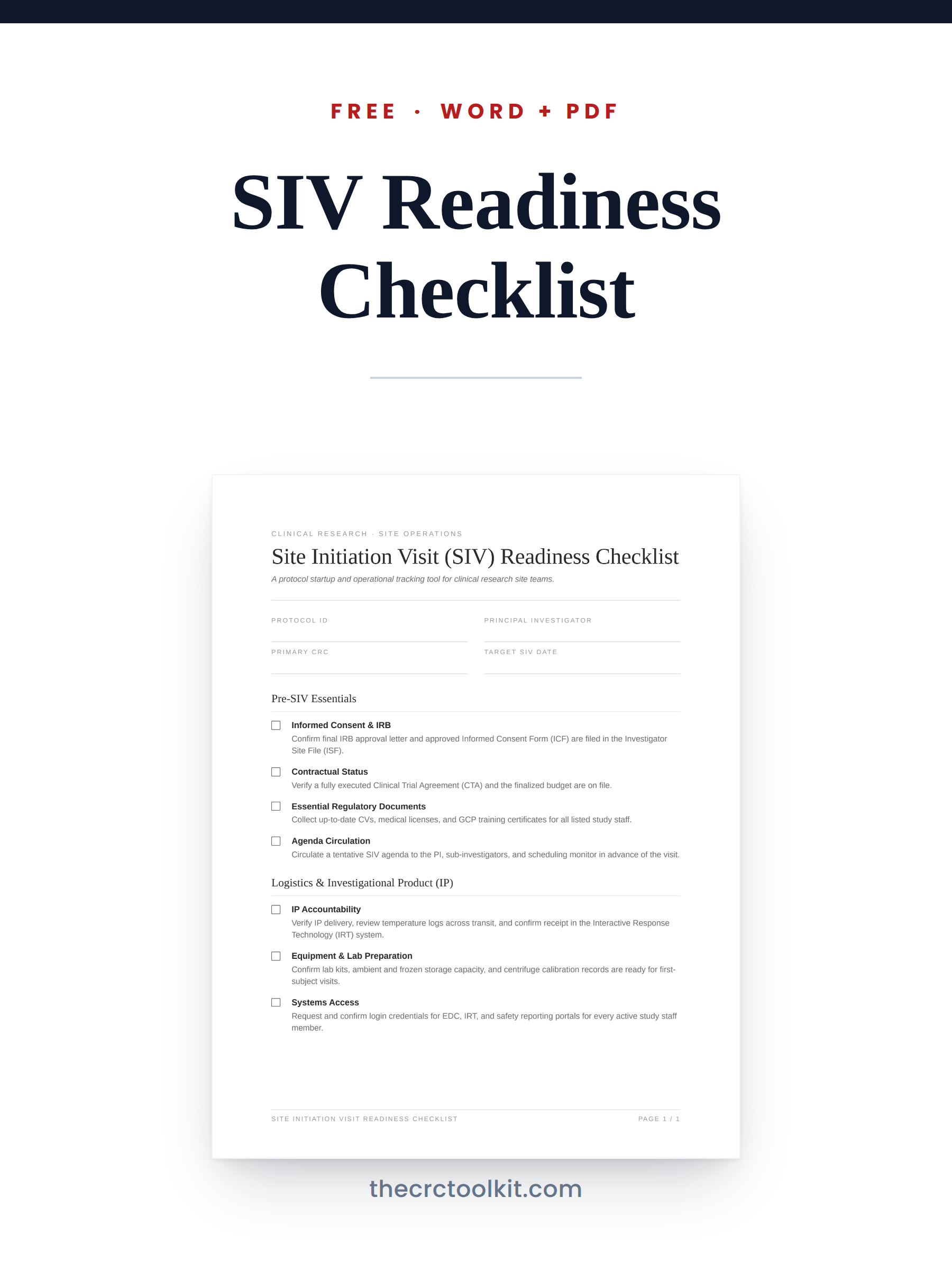 SIV Readiness Checklist preview